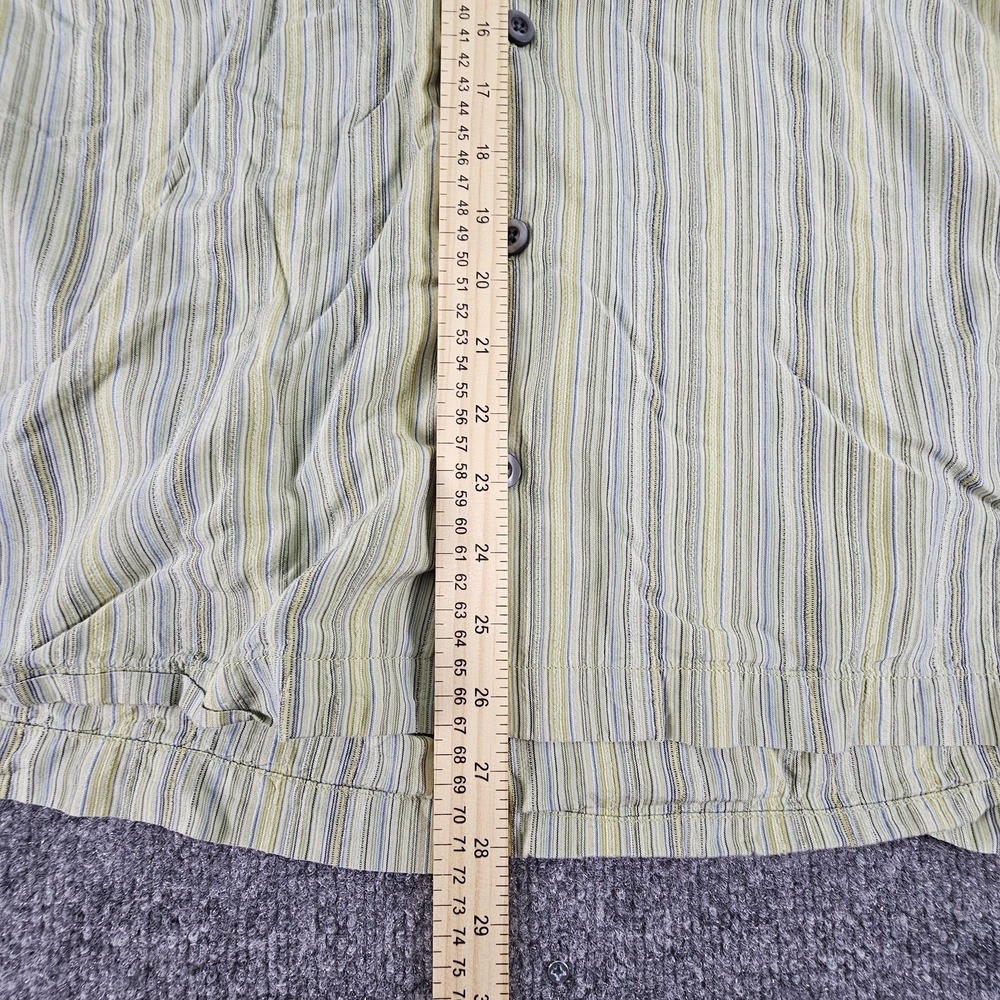 Tommy Bahama Shirt Mens Large Green Blue Striped 100%‎ Silk Short Sleeve Casual - Picture 5 of 7